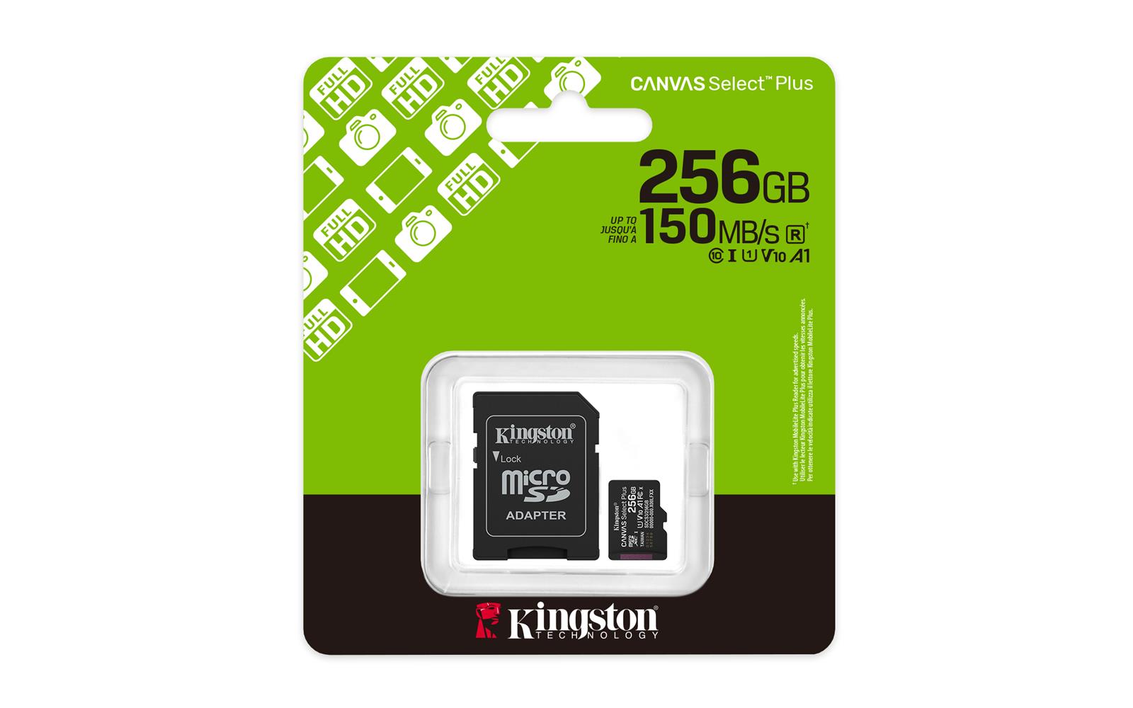 Kingston SDCS3/256GB 256GB microSDXC Canvas Select KART (SD,MINI SD)(HAFIZA) BELLEK