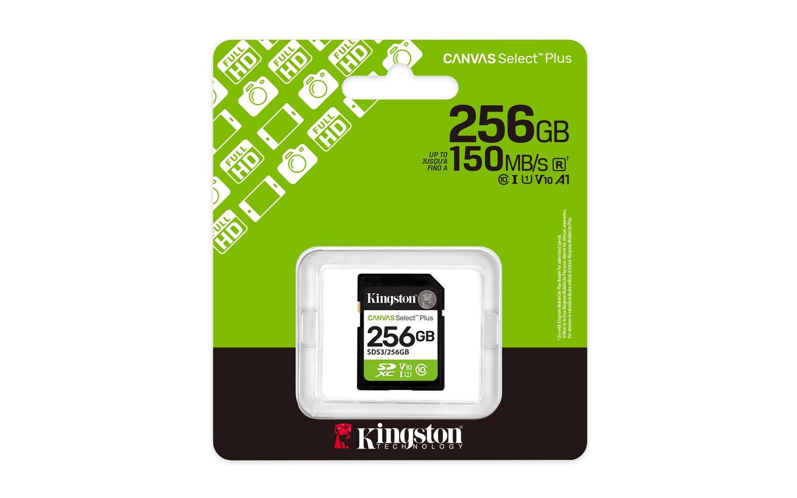 Kingston SDS3/256GB 256GB SDXC Canvas Select Plus KART (SD,MINI SD)(HAFIZA) BELLEK
