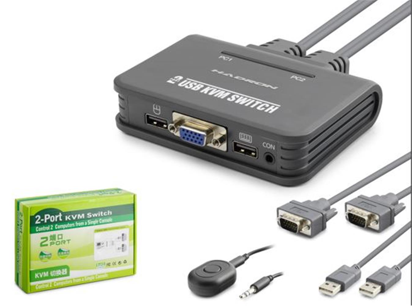 Hadron Hdx1362 Vga Usb Kwm Switch 2Giriş 1Çıkış Ka PATCH CAT6 KABLO