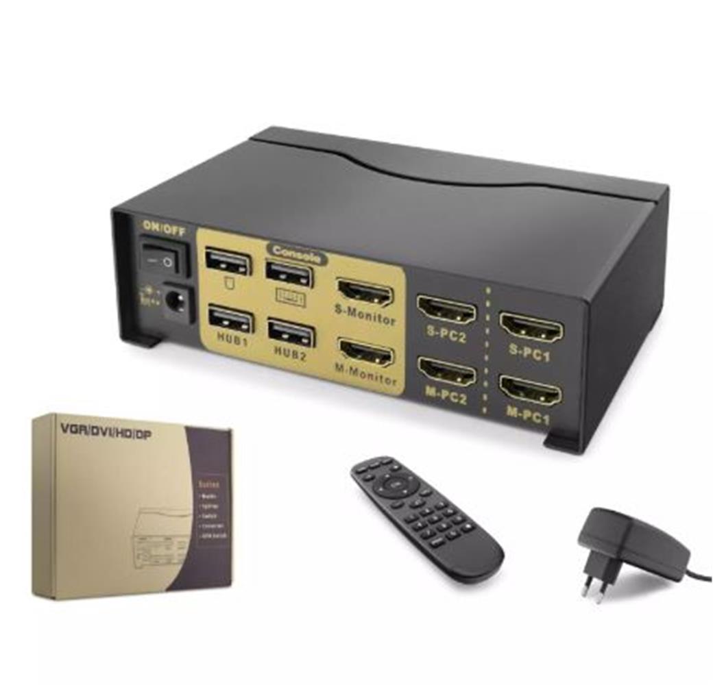 Hadron Hdx1376 2+2 Usb Port  Hdmi Kvm Switch Dual PATCH CAT6 KABLO