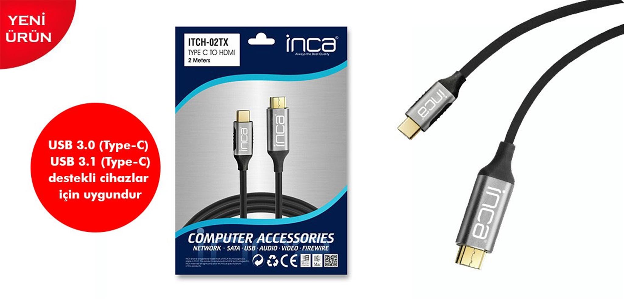 Inca Itch-02tx Type C To Hdmı 4k Altın Uçlu Kablo