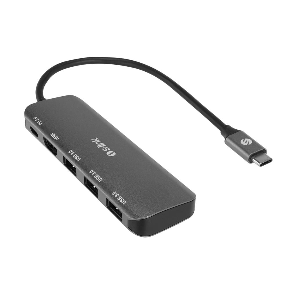 S-link SW-U518 Gri Metal USB 3.. to 3*USB3.0, 1*Ty DÖNÜŞTÜRÜCÜ ADAPTÖR