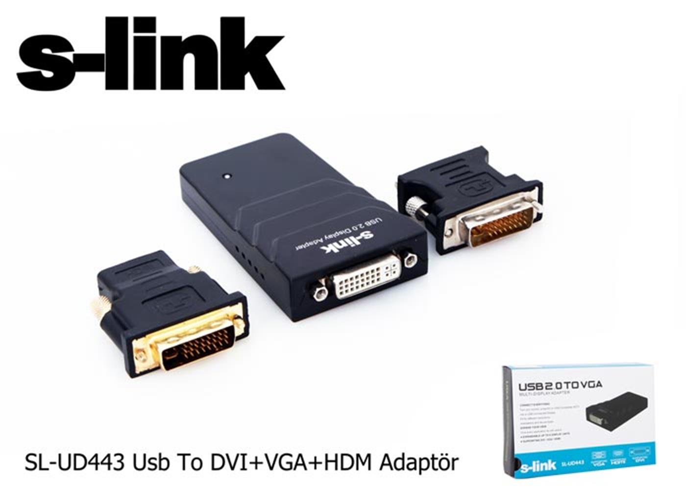 S-link SL-UD443 Usb To DVI+VGA Adaptör DÖNÜŞTÜRÜCÜ