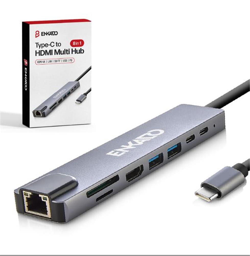ENKADO EKD-TP42 TYPE-C TO TO HDMI 8İN 2PD+2 USB 2, DÖNÜŞTÜRÜCÜ ADAPTÖR