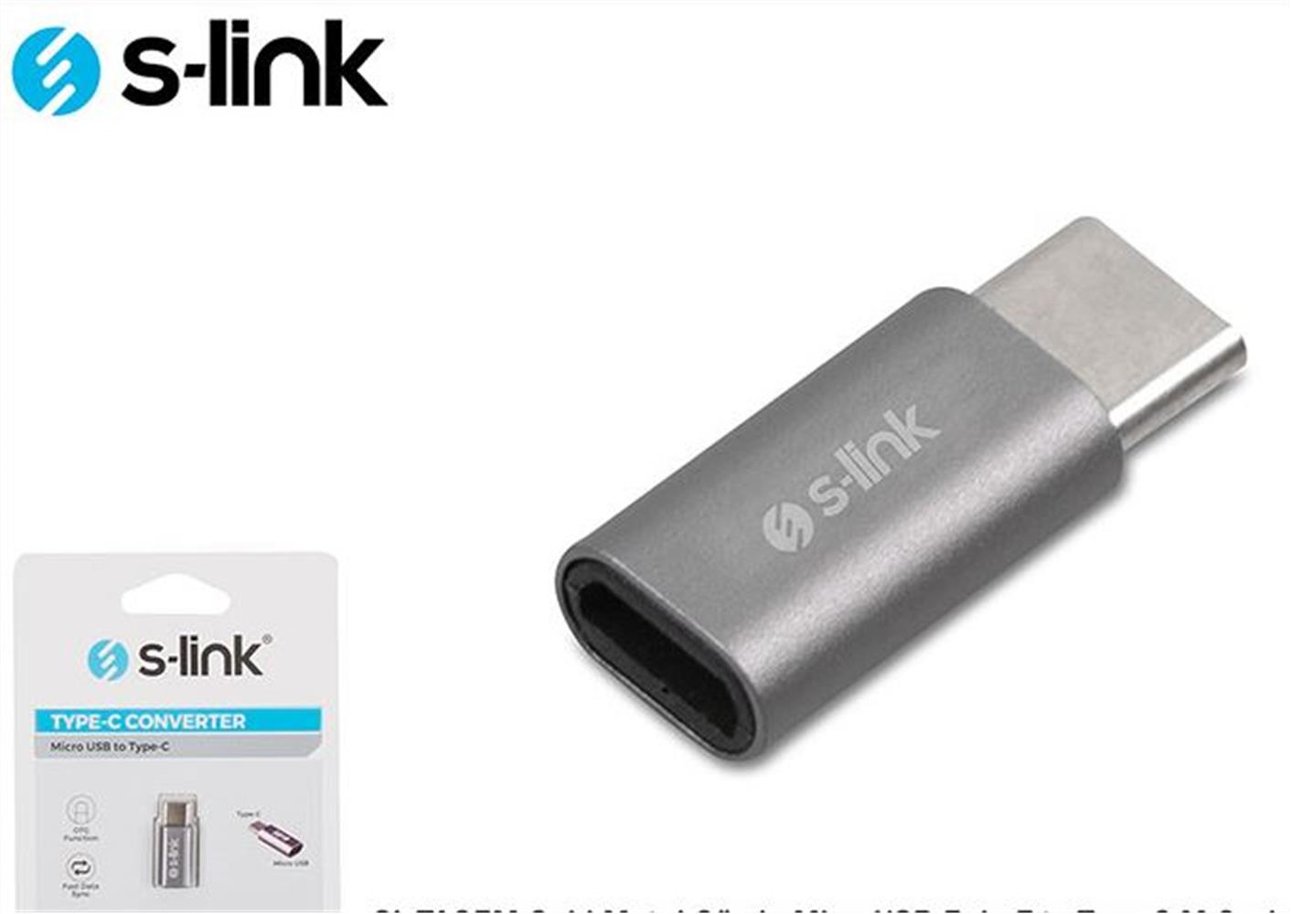 S-link SL-TA25M Gümüş Metal Gövde MicroUSB 5pin F DÖNÜŞTÜRÜCÜ ADAPTÖR