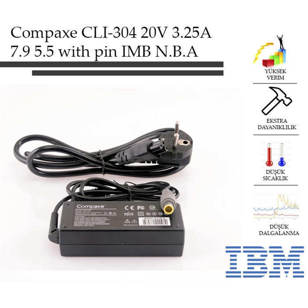 Compaxe Clı-304 Ibm/ 20v/3.25a 7.9*5.5*With Pin NOTEBOOK ŞARJ ALETI