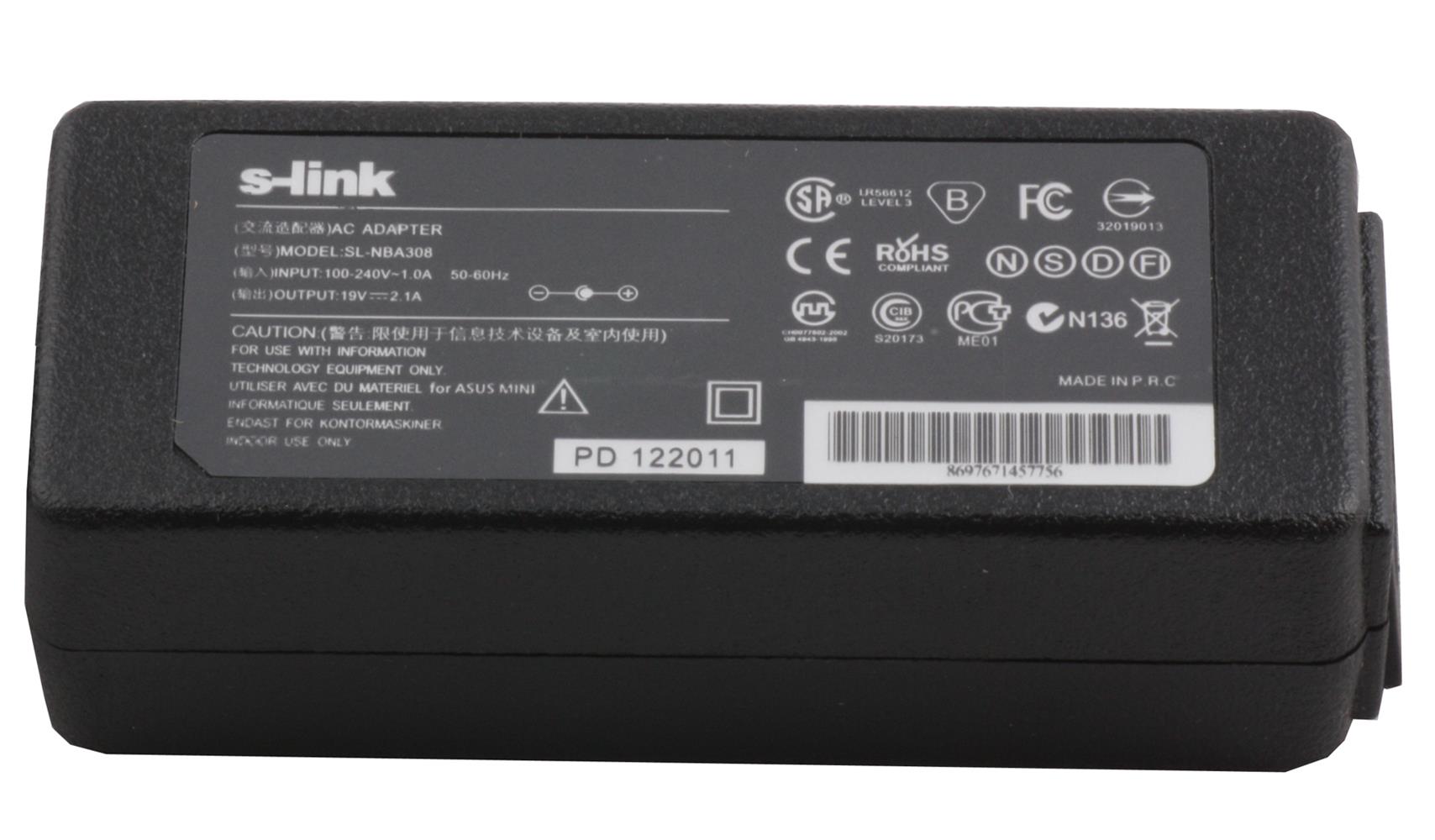 S-link sl-nba308 40w19v 2.1a 2.5*0.7 Notebook Adap ŞARJ ALETI