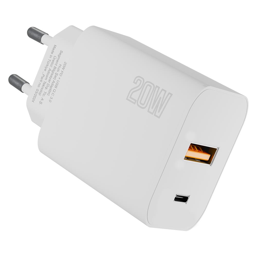 Hytech HY-XE46 Type USB-C 20W PD +USB QC 3.0 Hızlı NOTEBOOK ŞARJ ALETI