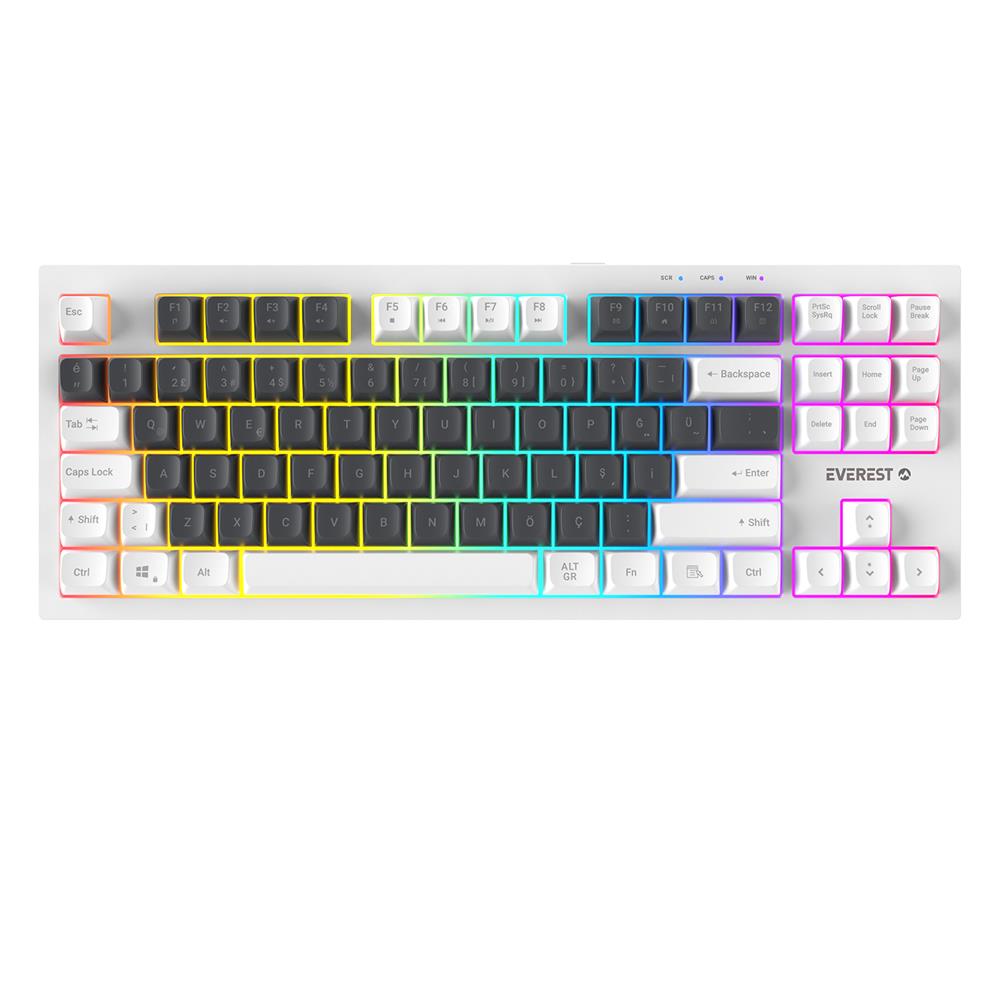 Everest KB-98 SILENT TKL Gri Mavi/Beyaz Rainbow Q KLAVYE