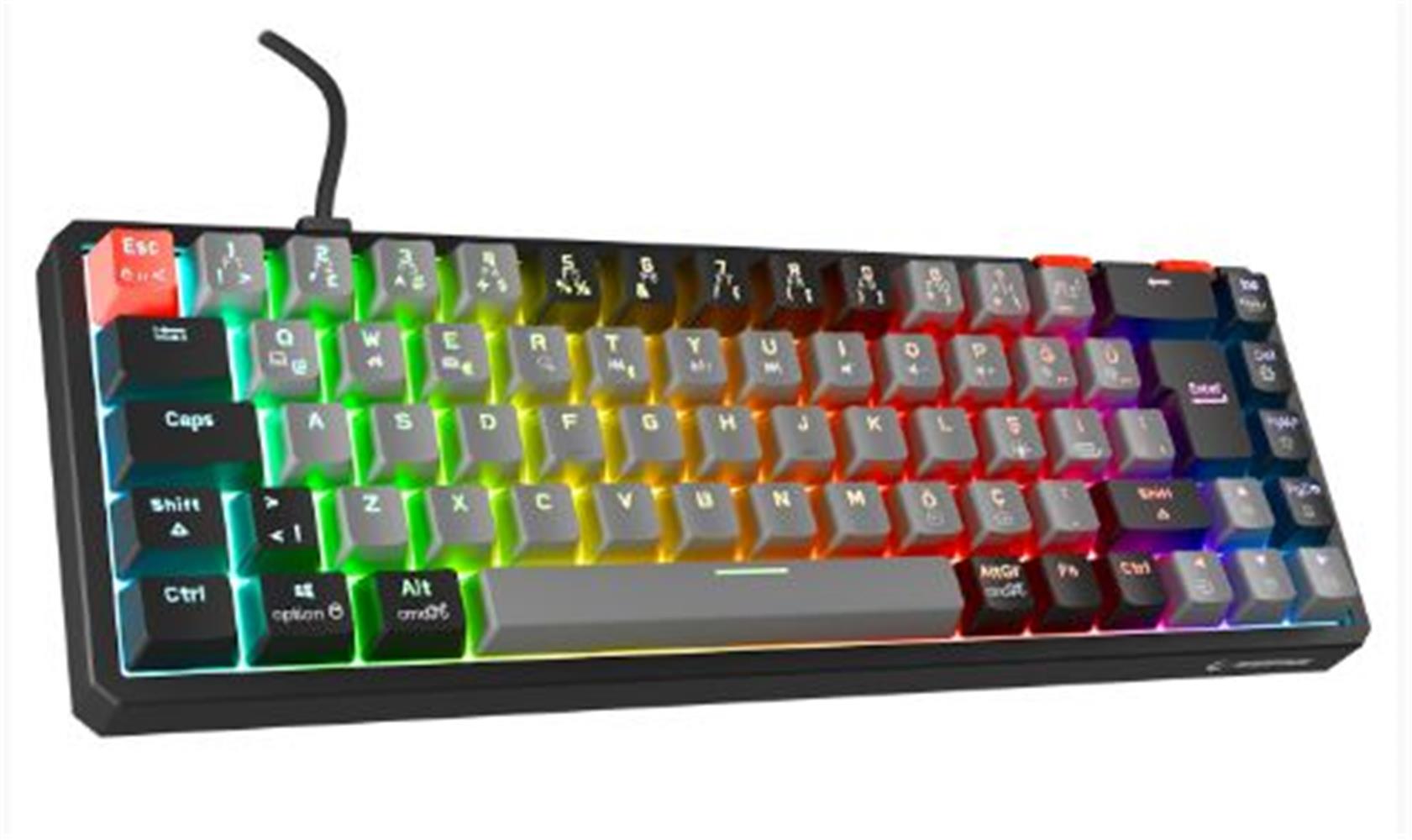 Rampage YORU MINI Gri/Siyah Type-C Bağlantılı OUTE KLAVYE