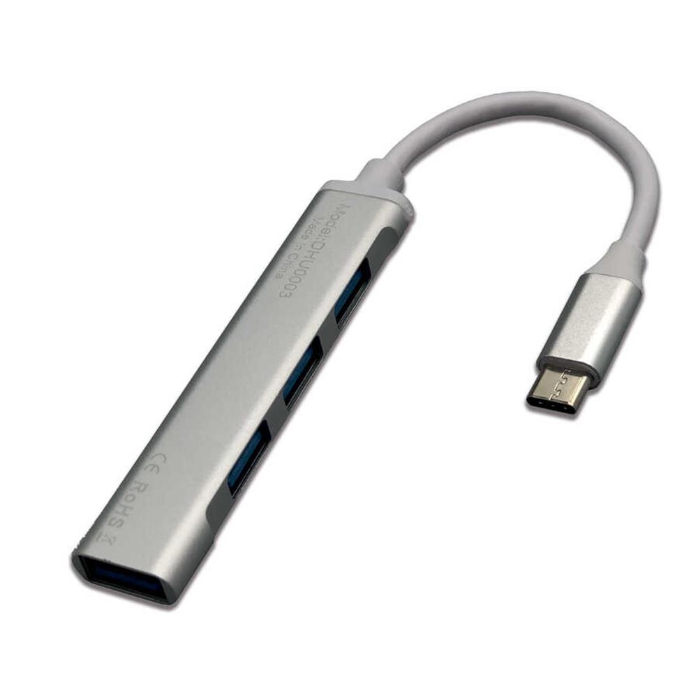 Dexim DHU0003-Dexim Elite USB-Typ-c to 4 Port USB- HUB READER