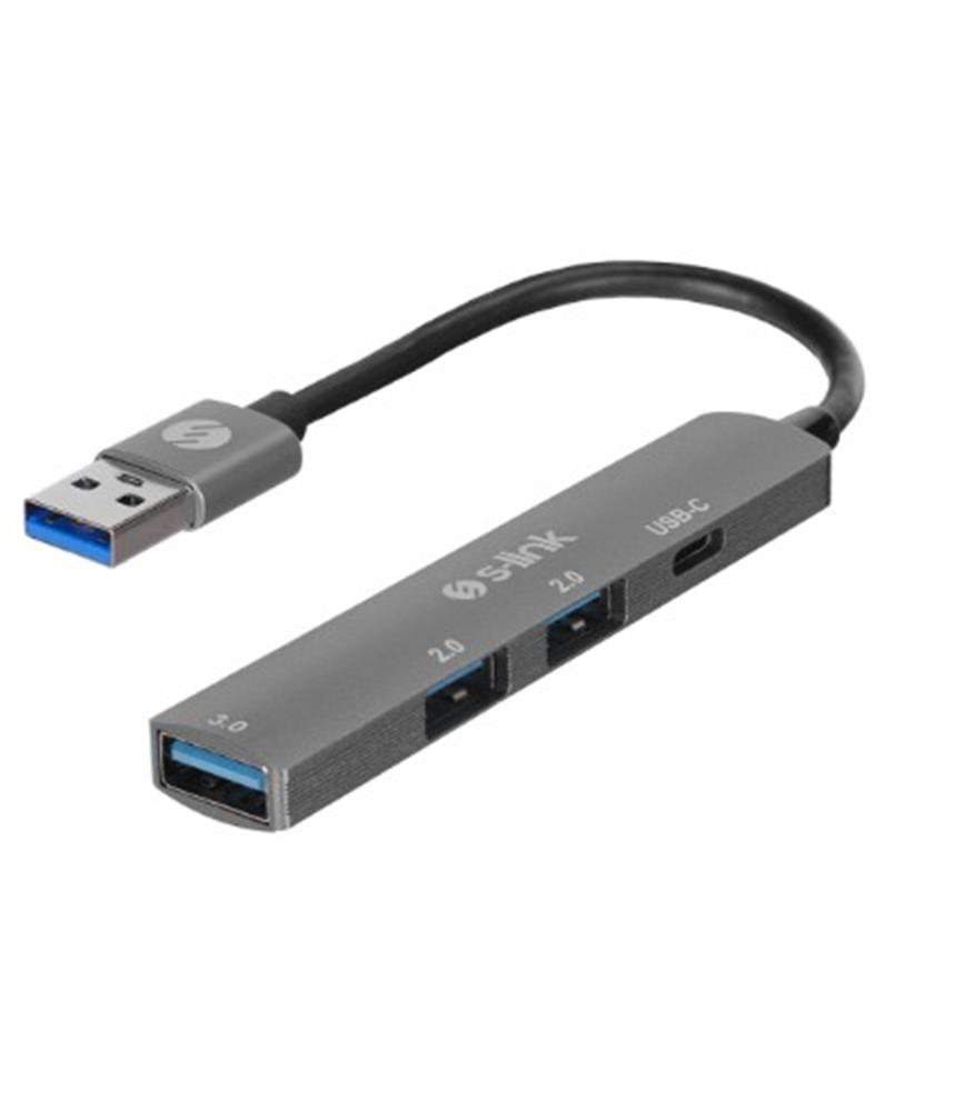 S-link SW-U333 3*USB 2.0, 1*USB 3.0 USB Metal USB HUB READER