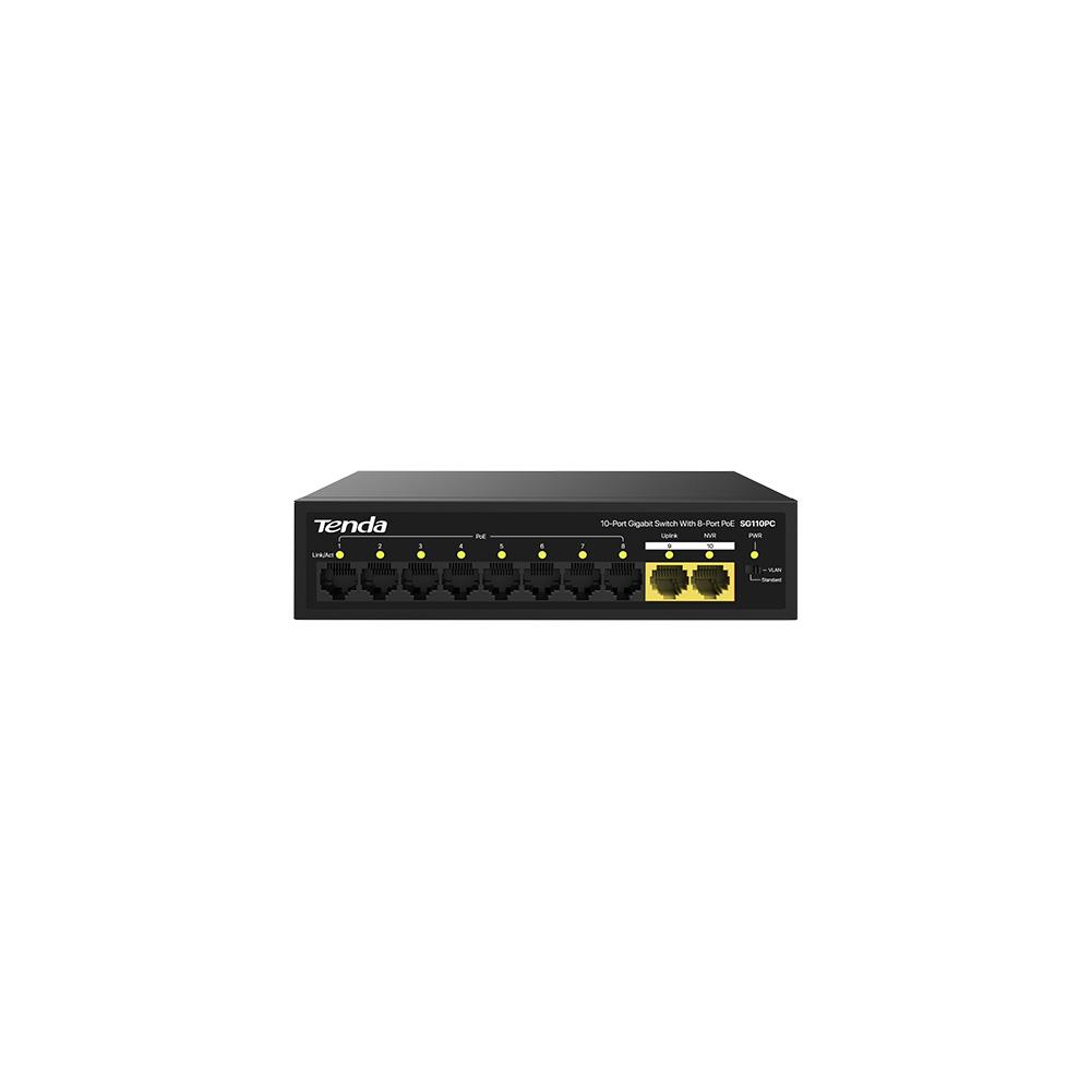 Tenda SG110PC 10 Port 8 Port Poe+ 10/100/1000 Mbps SWITCH