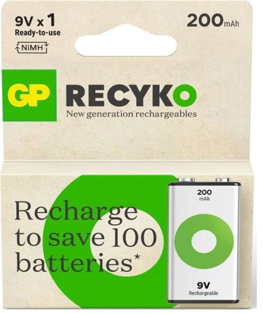 GP 9V 200 mAh Şarjlı Pil Tekli Paket