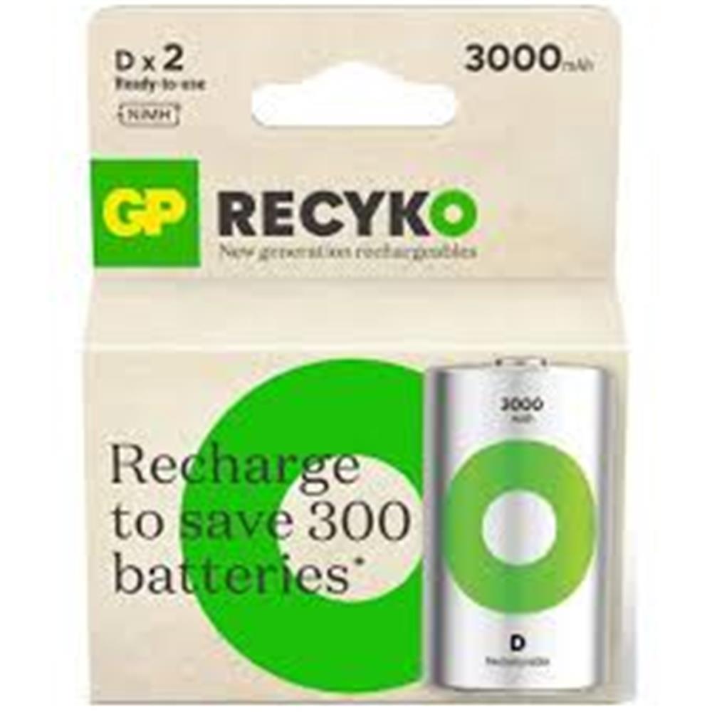 Gp 3000 mAh Büyük Boy Şarjlı Pil 2 li  Paket D Boy