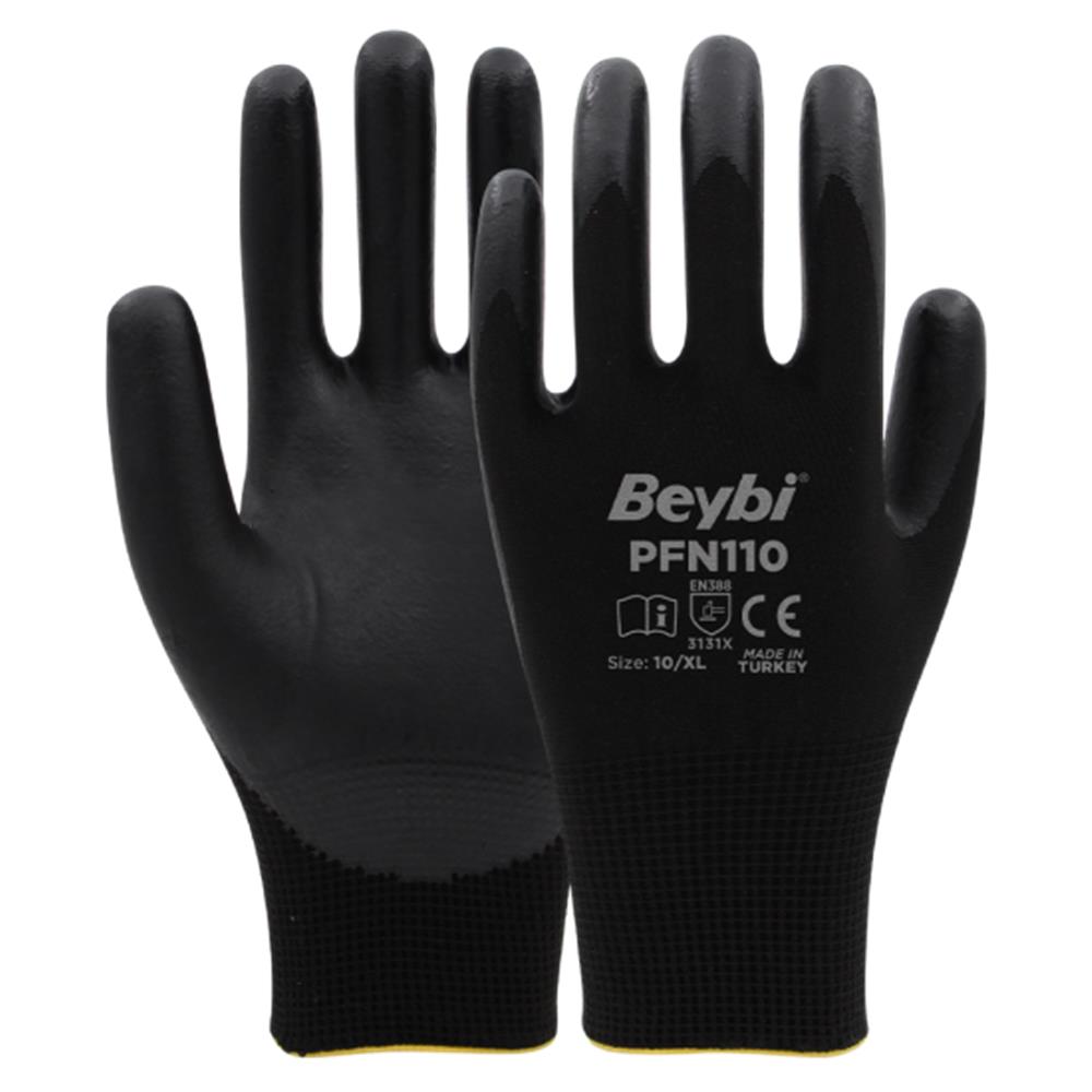PFN110 10 Beden Siyah Polyester Örgü Üzeri ½ Köpük ELDIVEN