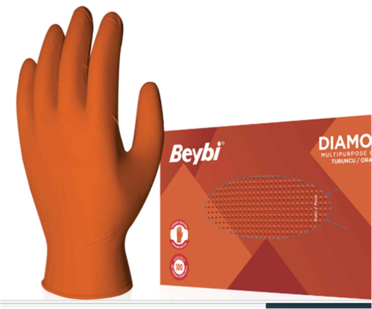 Beybi Diamond Pudrasız Xl Beden Kalın Turuncu Nitr ELDIVEN