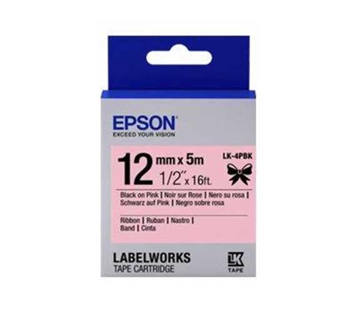 Epson LK-4PBK Pembe Üzeri Siyah Kurdele 12mm 9 Met ETIKET YAZICI
