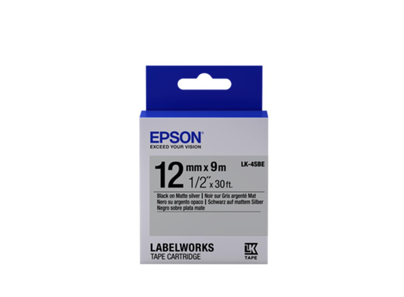 Epson LK-4SBE Gümüş Üzeri Siyah 12mm 9Metre Etiket YAZICI