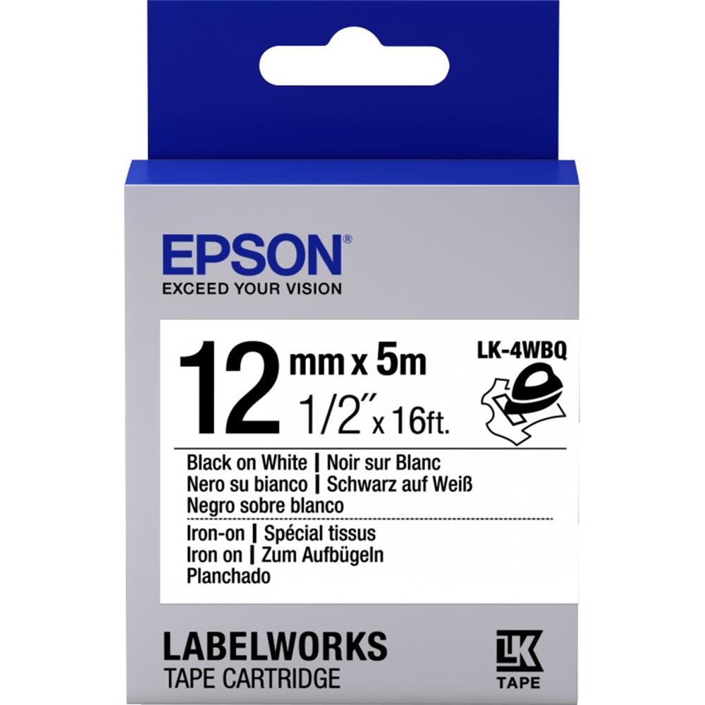 Epson LK-4WBQ Ütüyle Transfer Beyaz Üzeri Siyah 12 ETIKET YAZICI