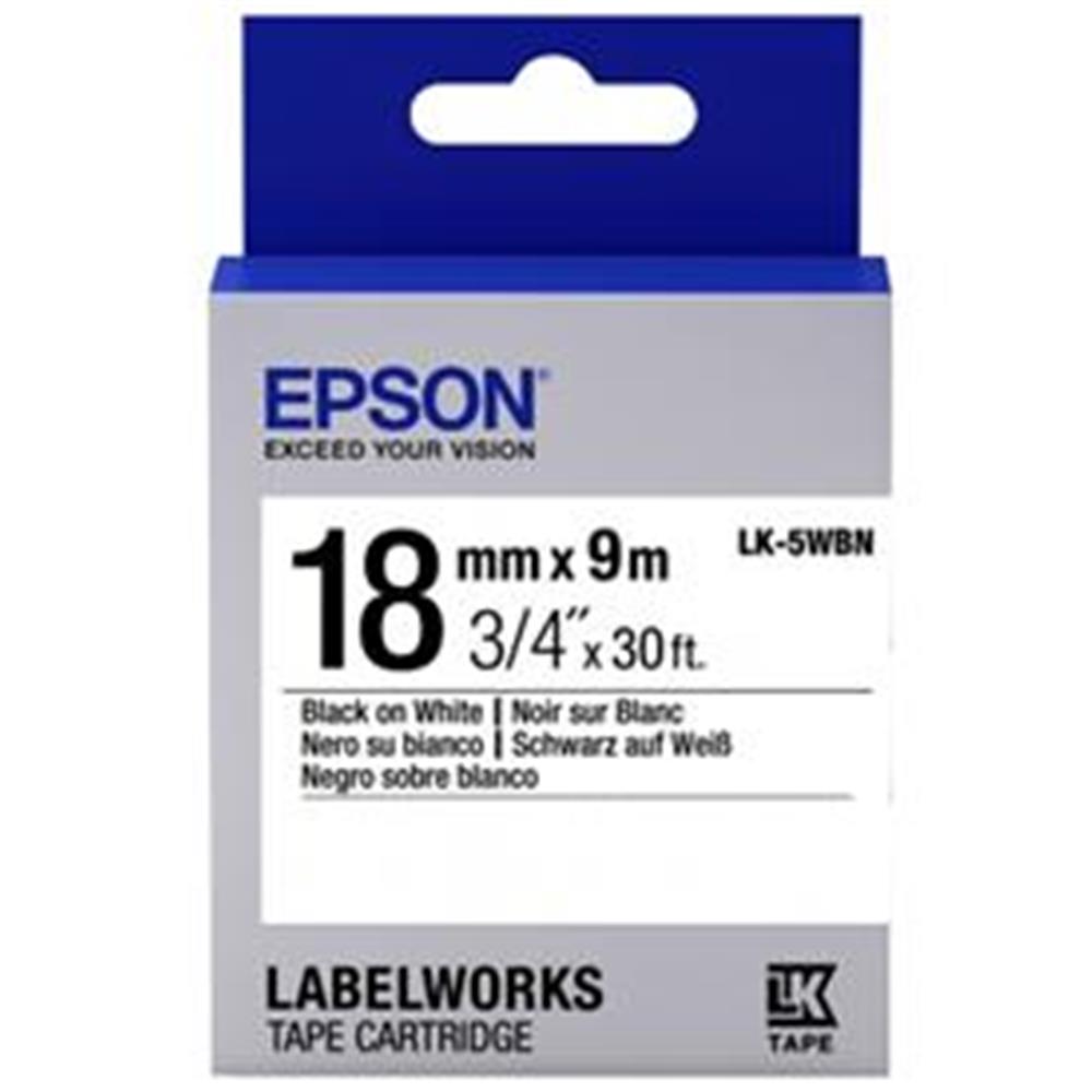 Epson LK-5WBN Standart Beyaz Üzeri Siyah 18mm 9Met ETIKET YAZICI