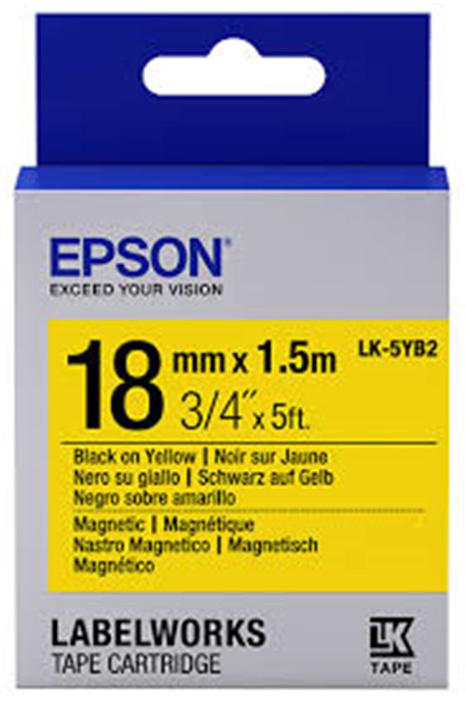Epson LK-5YB2 Mıknatıslı Sarı Üzeri Siyah 18mm 9Me ETIKET YAZICI