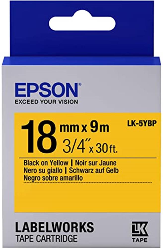 Epson LK-5YBP Pastel Sarı Üzeri Siyah 18mm 9metre ETIKET YAZICI