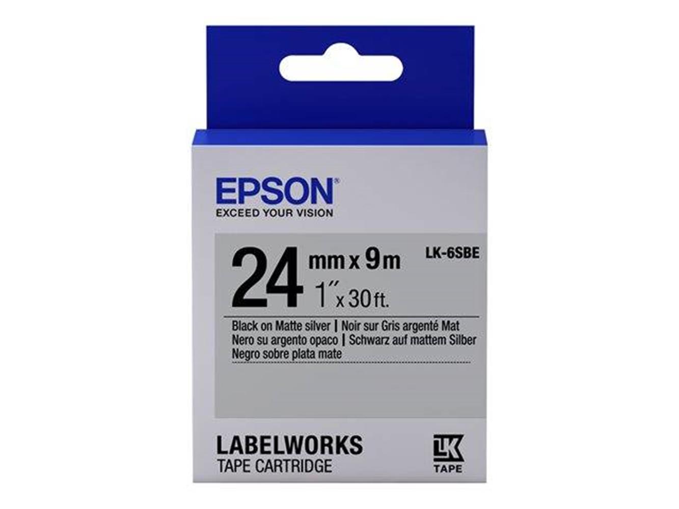 Epson LK-6SBE Gümüş Üzeri Siyah 24mm 9Metre Etiket YAZICI