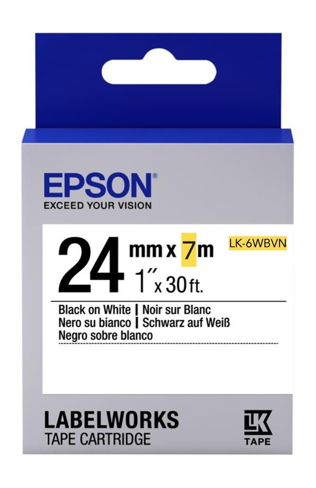 Epson LK-6WBVN Vinil Beyaz Üzeri Siyah 24mm 7Metre ETIKET YAZICI
