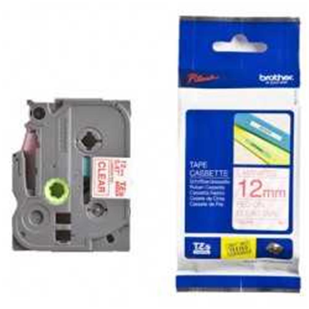 Brother TZE-132 12 mm Şeffaf Üzeri Kırmızı ETIKET YAZICI