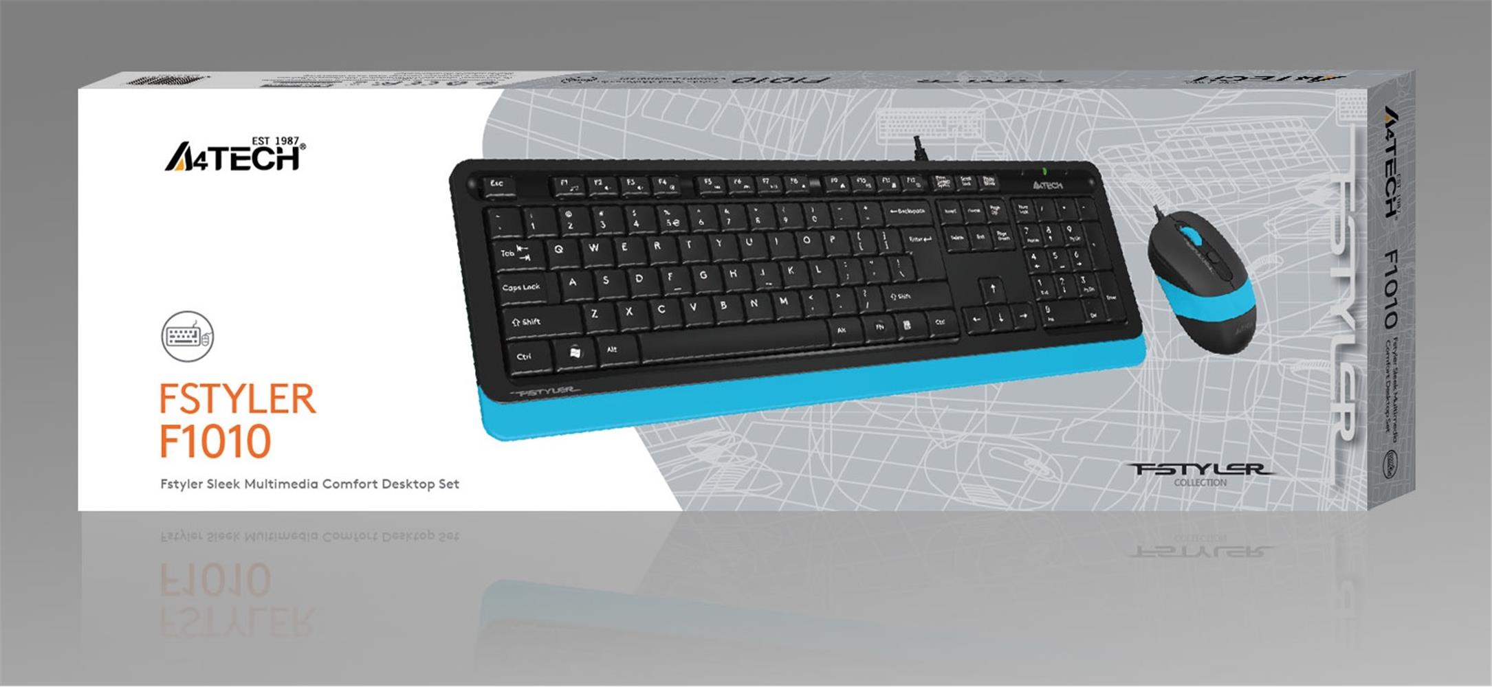 A4 TECH F1010 Q USB MAVİ FN-MM KLV+OPTİK MOUSE KLAVYE SET