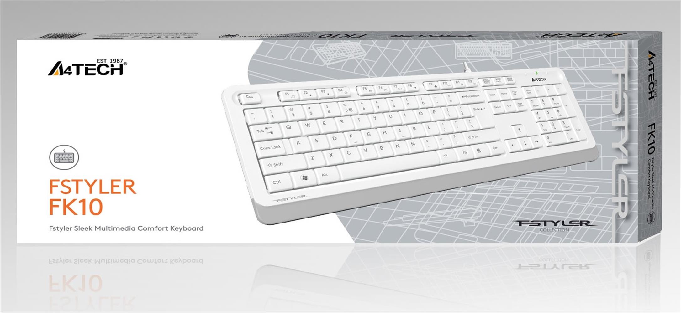 A4 TECH FK10 Q USB FSYTYLER BEYAZ TR FN-MMEDYA KLAVYE MOUSE SET