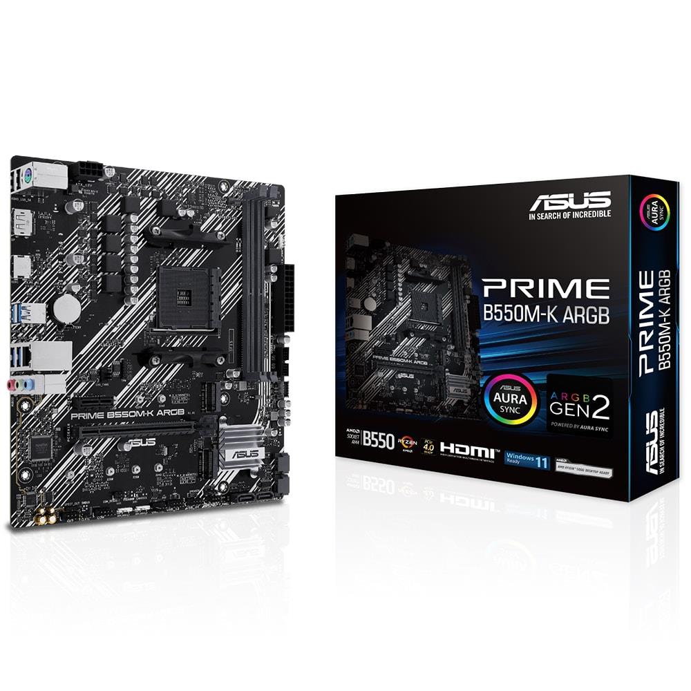 Asus Prime B550M-K ARGB 5100 MHz (OC) DDR4 Soket AM4 M.2 HDMI mATX Anakart
