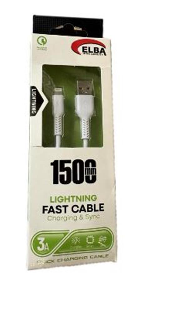Elba Elb38-L1 1, 5Mt iPhone Lightning Beyaz 3A Hızlı Şarj Kablosu