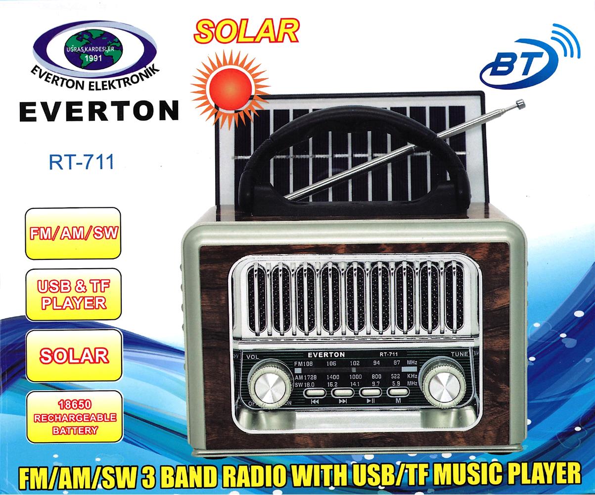 Everton Rt-711-Usb-Tf-Am-Fm-Sw-Tws-Usb Güneş Enerjili Nostaljik Radyo