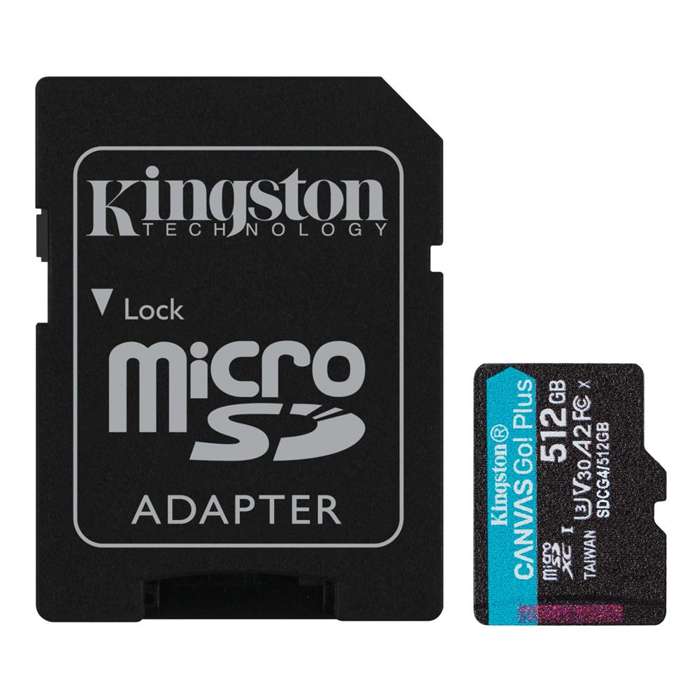 Kingston SDCG4-512 GB 512 GB microSDXC Canvas Go Plus Gen4 200MB-s A2 U3 V30 Card + ADP Hafıza Kartı
