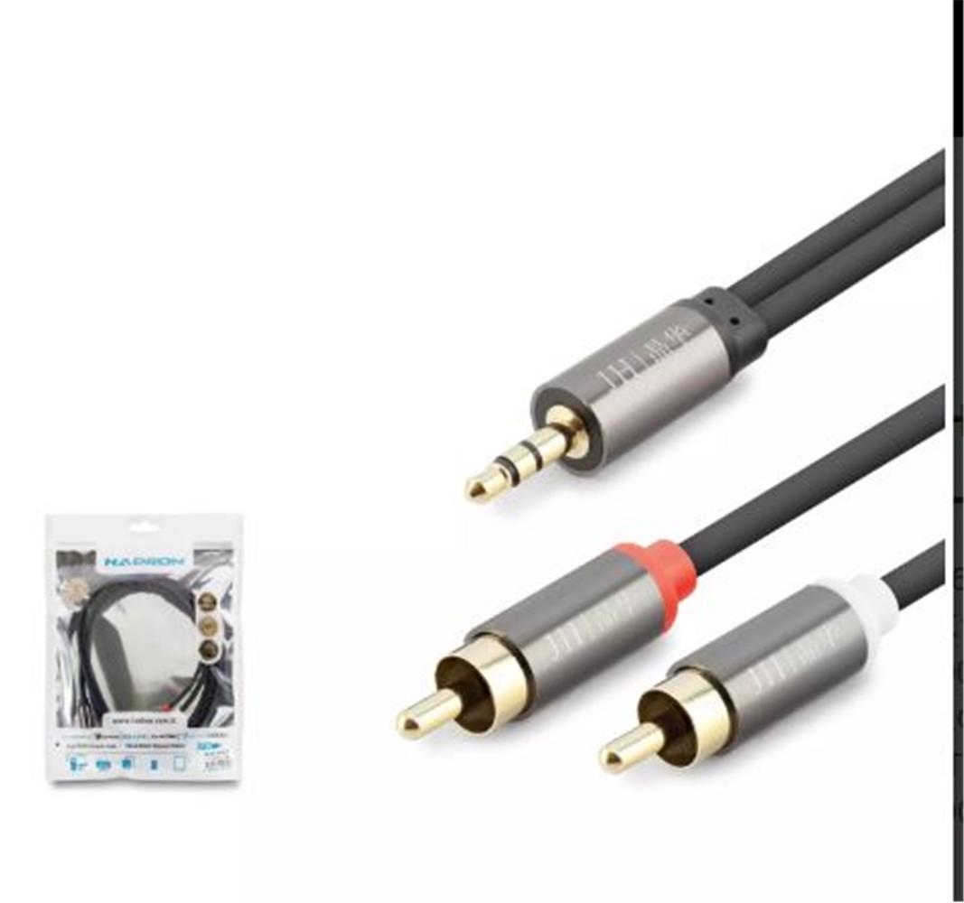 HADRON HDX1067 1.5M 3.5 mm TO 2RCA KABLO 2LINE GOLD SİYAH