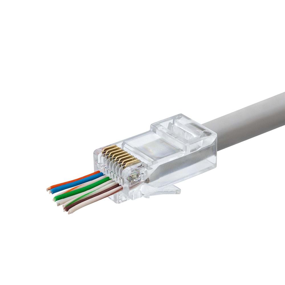 Hadron Hdx5030 100lü Cat6 Konnektör Ez RJ45 Paket Şeffaf Yeni Nesil Delikli