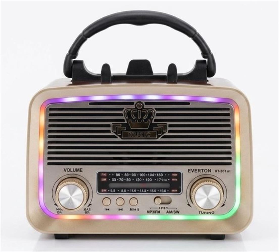 Everton RT-301.m Bluetooth-USB-SD-FM Şarjlı, Solarlı, Ledli, Nostaljik Radyo El Fenerl Radyo