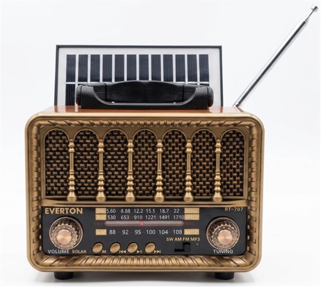 Everton RT-707 Bluetooth-USB-SD-FM Şarjlı Nostaljik Radyo Solarlı Radyo