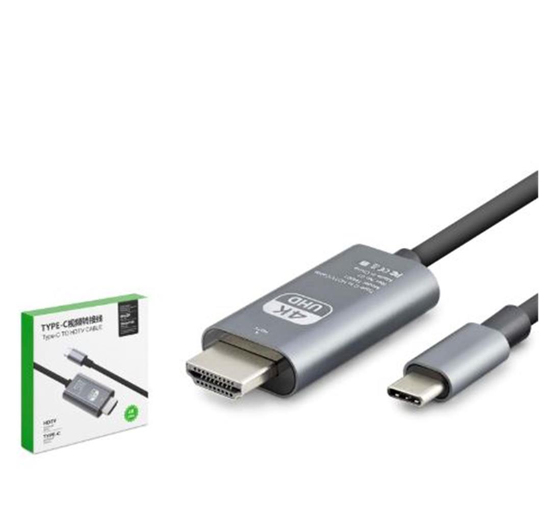 HADRON HDX7853 Type-C to HDMI Görüntü Kablosu 4K 30 Hz 1.8 m Gri