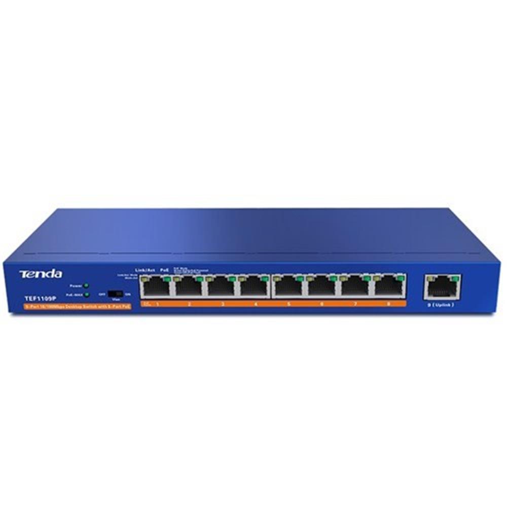 Tenda TEF1109P-8-63W 9 Port 8 Port PoE+ 10-100 Switch